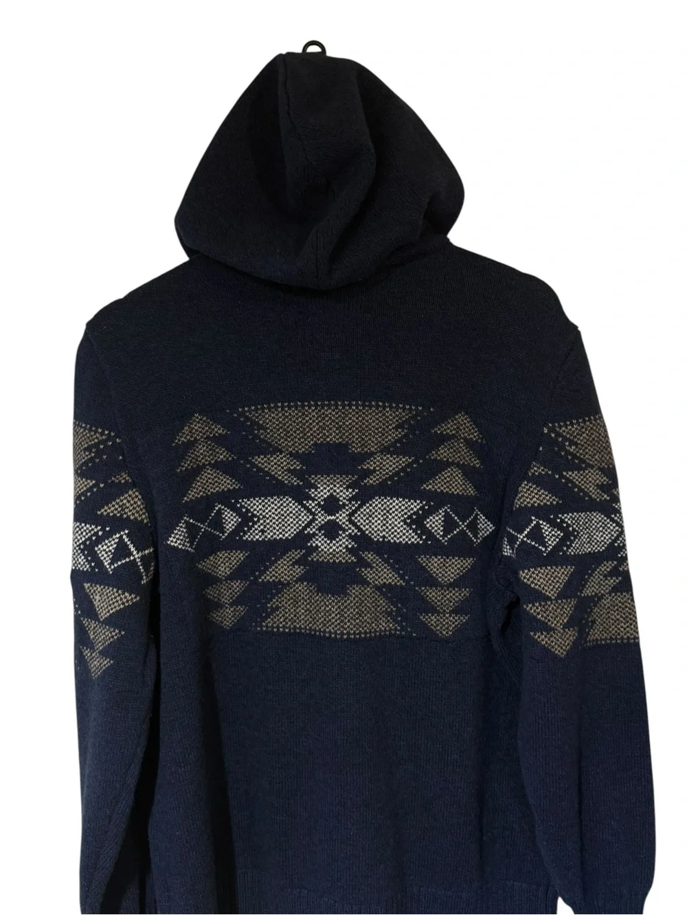 American Eagle Outfitters Men's Aztec Southwest Hooded Sweater Sz L Blue Tan